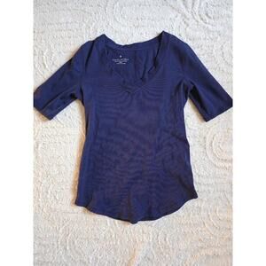 💙 Banana Republic Stretch Elbow-Sleeve Tee – Twilight Navy (Size M)